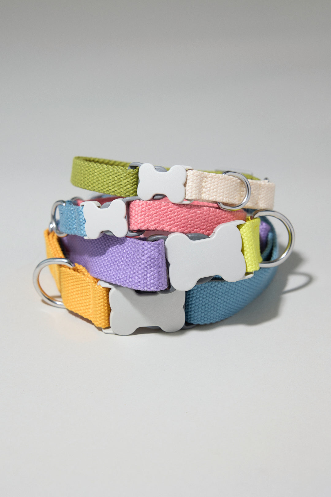 Dog cotton collar multicolour purple lilac yellow blue orange pink cream white green bone buckle Molipop