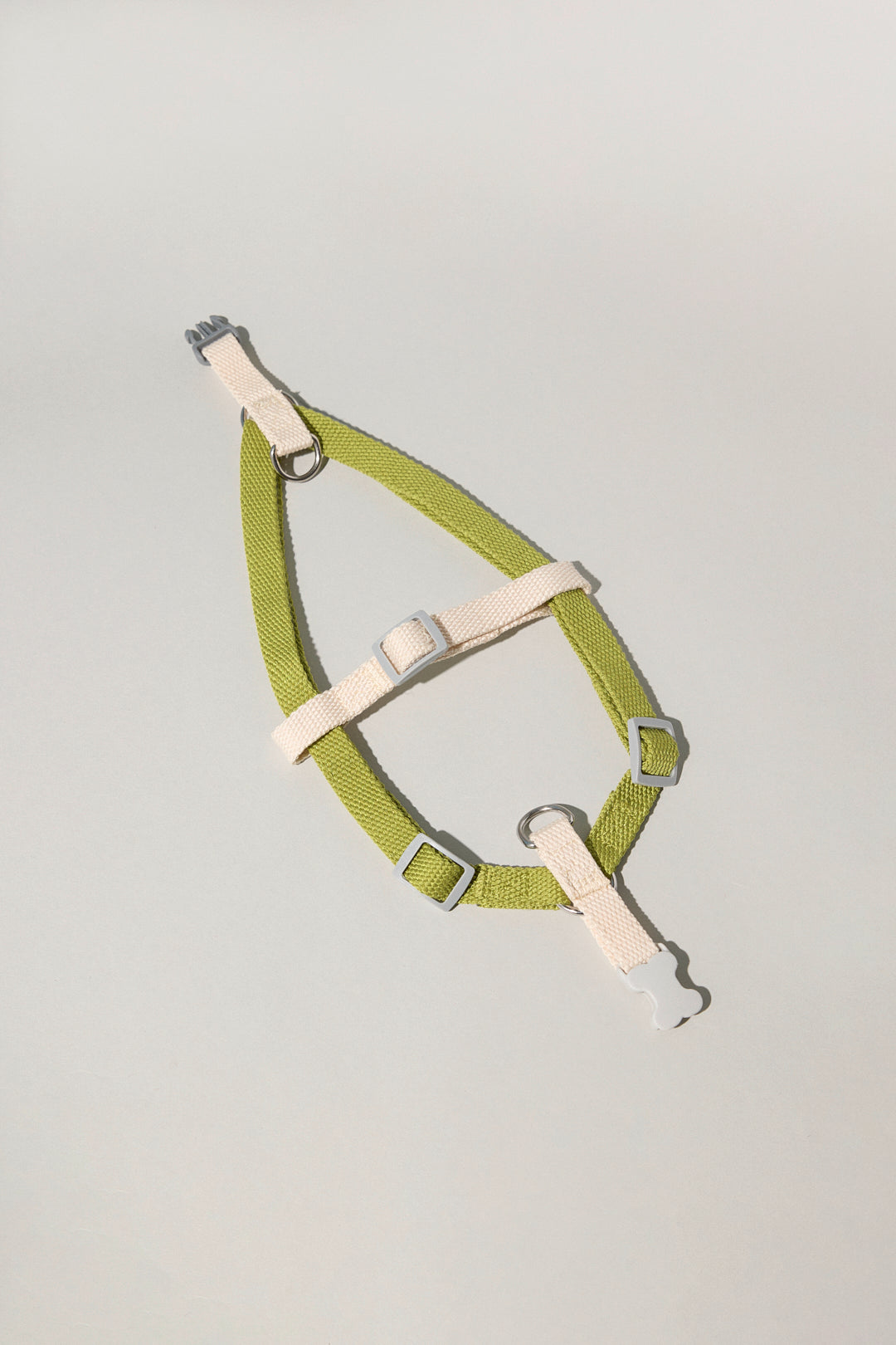Dog cotton collar leash harness adjustable multicolour cream white green Molipop