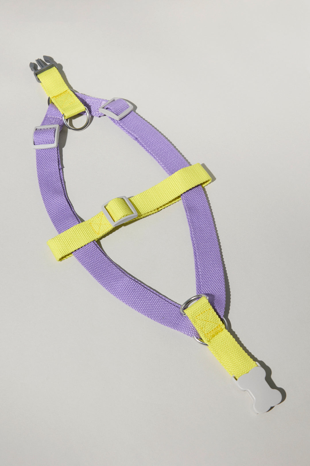 Dog cotton harness multicolour bone buckle purple lilac yellow adjustable Molipop