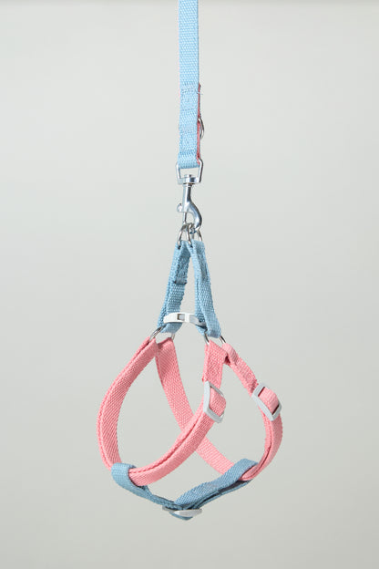 Dog cotton harness multicolour bone buckle adjustable pink blue Molipop